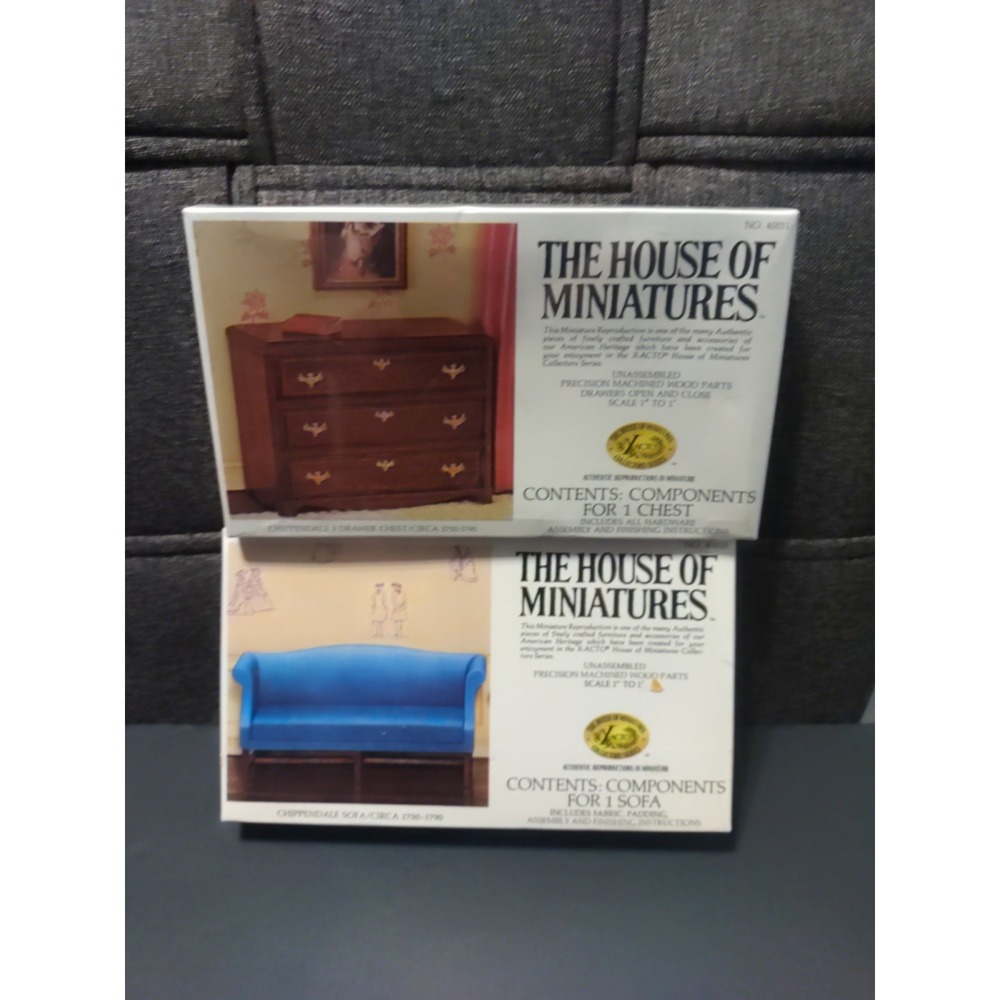 the house of miniatures Chippendale Sofa And 3 Drawer Chest Bundle Of 2